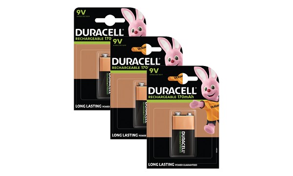 Pila única recargable de 9 V Duracell x 3