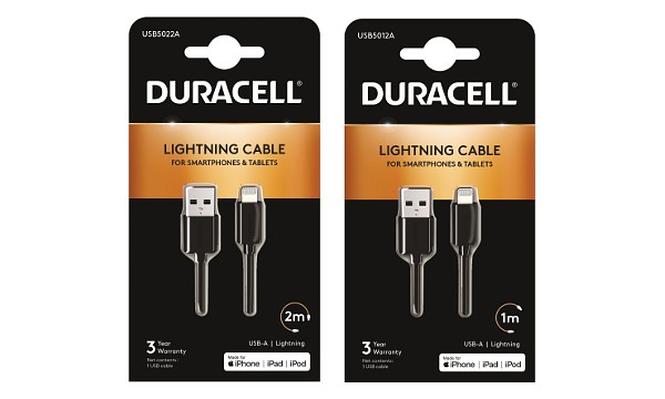 Cable Duracell de 1m+2m USB-A a Lightning