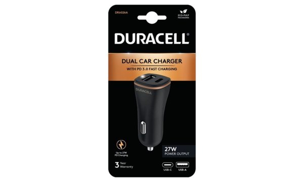 Cargador para coche Duracell USB-A + USB-C